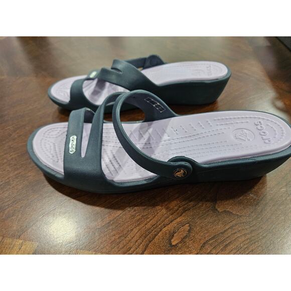 Womens Crocs Rhonda Wedge Grey and Purple size 10 - Picture 5 of 7